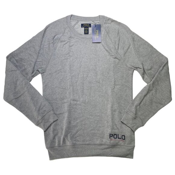 Polo Ralph Lauren Raglan Grey Crewneck Regular Fit Mens Sleepwear Sweatshirt - Picture 4 of 14